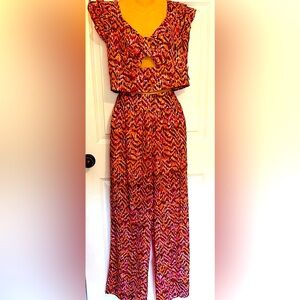 Bar III Magenta and Orange Wide-Leg 2 piece set with Front Keyhole mixed sizes